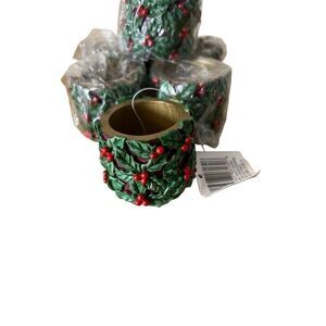 Christmas Holly Scroll, Set of 6 Napkin Rings